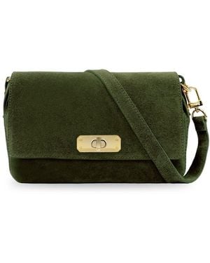 Apatchy London The Maisie Midi Suede Bag - Green