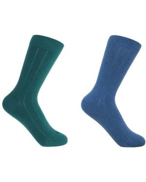 Peper Harow - Made in England Two Pairs Cashmere Socks Bundle – - Blue