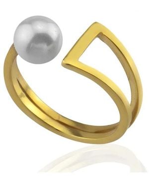 LINYA JEWELLERY Natural Pearl Adjustable Ring - Metallic