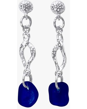 Glassy Havstrøm Earrings Steel - Blue
