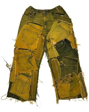 Zasta Studio Shred Couture Denim Jeans A New - Green