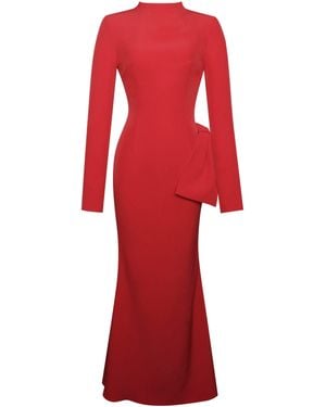 Miss Circle New York Radha Backless Longsleeve Maxi Dress With Bow - Red