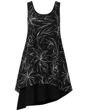 Conquista Sleeveless Print Layer Dress - Black