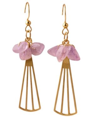 Ziolla Designs Amethyst Art Deco Earrings - Metallic