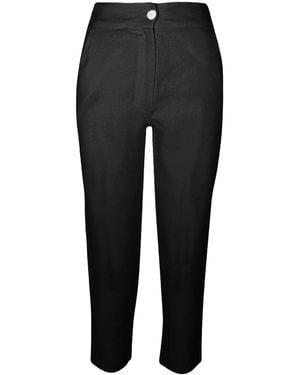 Haris Cotton Ribbed Back Waist Linen Tapered Pants - Black
