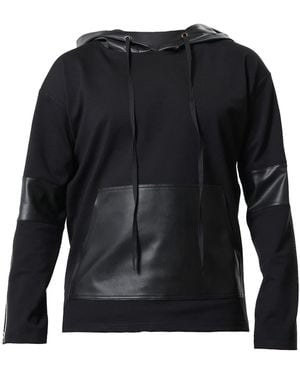 Metamorph Hoodie With Leather Accents - Black