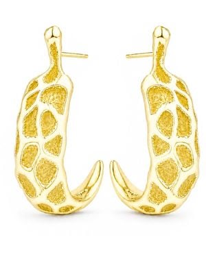 Unaloe Organic Textured Chunky Hoop Earrings – Plated Sterling - Metallic