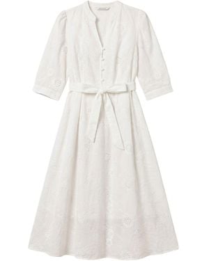 LAtelier London Broderie Anglaise Cotton Midi Dress - White