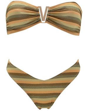 Aulala Paris Metallic Mermaid Vintage Inspired Lurex Striped Bikini