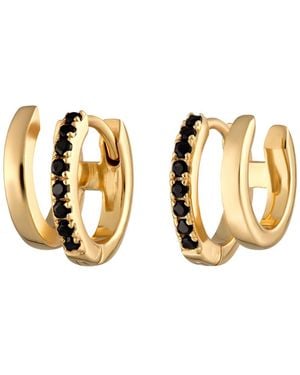 Scream Pretty Mismatched Double Huggie Earrings With Stones - Metallic