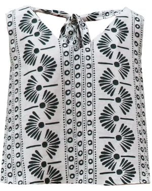 VAAI Floral Print Linen Tie-Top - Multicolor