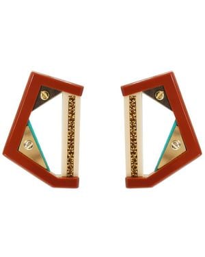 Gissa Bicalho Acrylic Handmade Earring Faceted Cinnamon - Brown
