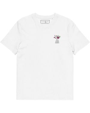 Anchor and Crew Peony Garden Dystopia Organic Cotton Embroidered T-Shirt - White