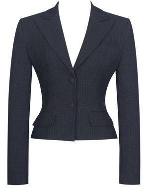 Miss Circle New York Quinne Striped Single-Breasted Peplum Blazer - Blue