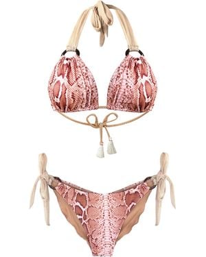 Deessa Ibiza Animal Print Bikini With Mesh Straps Molly Estelle Tagomago - Pink