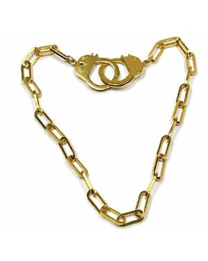 Jagged Halo Jewelry Love Bond Handcuff Chain Necklace Stainless Steel Plated - Metallic