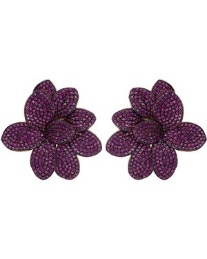 LÁTELITA London Rose Amaryllis Flower Large Stud Earrings Rosegold Ruby - Purple