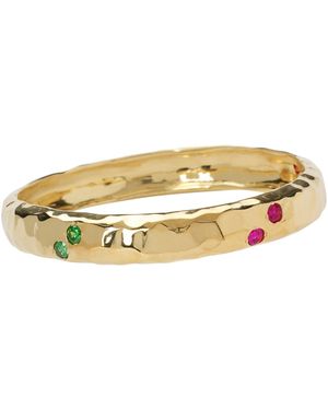 YAA YAA LONDON Rainbow Jewel Gold Textured Bangle - Metallic