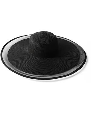 Chanel Joan Elkayam Wide Transparent Brim Straw Hat - Black
