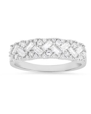 Kylie Harper Petite Multi Cut Diamond Cz Band Ring - Metallic