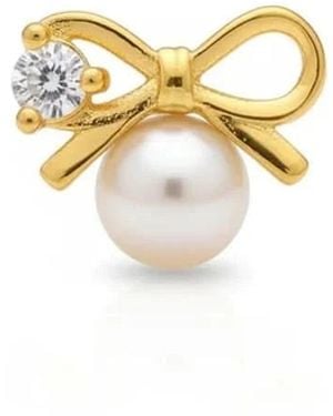 Angel Barocco Sterling Bow Freshwater Pearl Earrings - Metallic