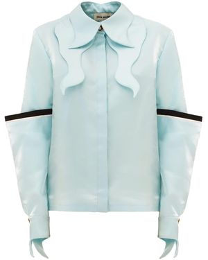 Julia Allert Designer Silk Organza Shirt With Double Sleeves – Menthol - Blue
