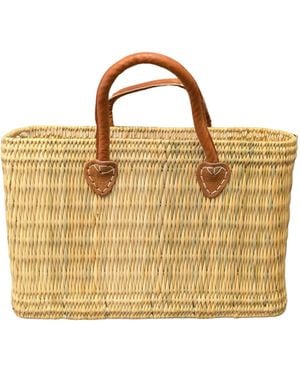 Berber Leather Neutrals The Safi Medium Basket Tote Bag - Metallic