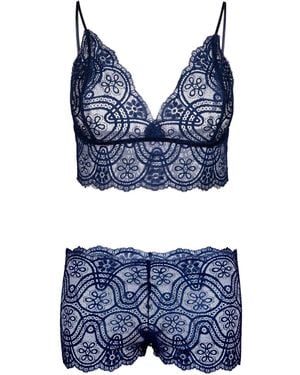 Oh!Zuza Midnight Lace Bralette & Boxer Set - Blue