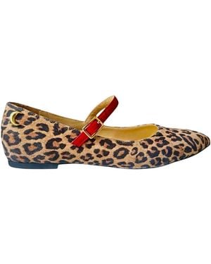 Luna Selene Neutrals Holly Leopard Print Mary Jane Flat - Brown