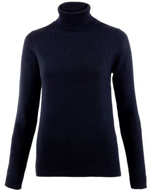Paul James Knitwear Pure Harriet Extra Fine Merino Wool Roll Neck Sweater - Blue