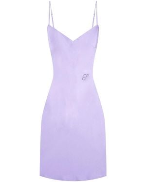 Silkinc Crystal Bias Cut V-Neck Mini Slip Dress - Purple