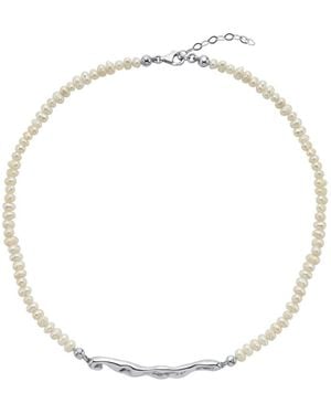 LINYA JEWELLERY Pontus Horizontal Pearl Necklace - Metallic