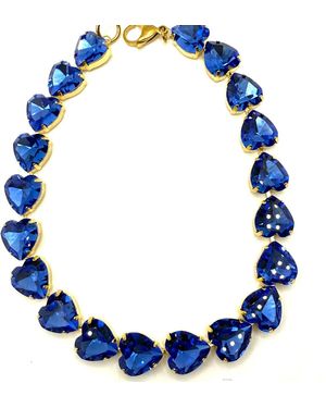 Achala Handcrafted Sapphire Crystal Heart Shaped Necklace - Blue