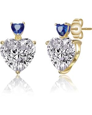 Genevive Jewelry Rachel Glauber Dainty Plated & Clear Cz Heart Earrings - White