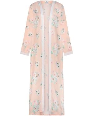 DHARA SHETH DUBAI Floral Reverie Silk Kimono Robe - Pink
