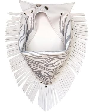 Black Cake Wild Luxe Zebra Leather Bandana Accessory Festival Necklace - White