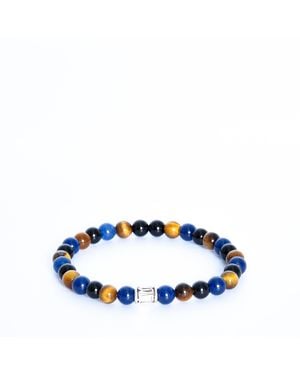 Addicted Relax Sterling Bracelet With Tiger's Eye Agate & Mashan Jade - Blue