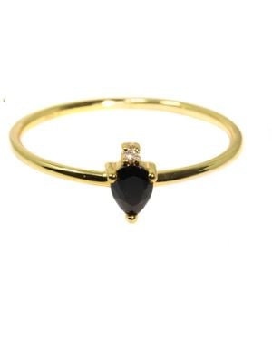 NASI SILVER Pear Atarah Ring- Onyx & Topaz - Yellow