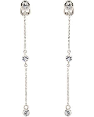 Emma Holland Jewellery Platinum Crystal Droplet Clip Earrings - White