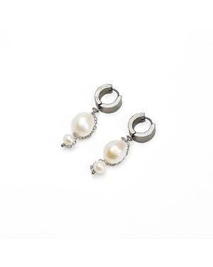 Kirei Pulse Earrings – Stainless Steel & Natural Pearls - Metallic