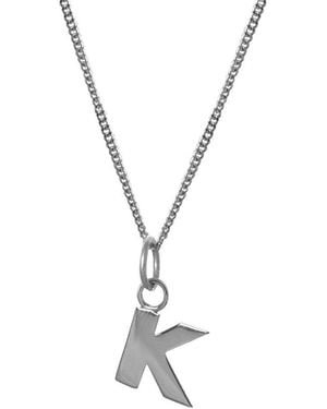 Edge Only Letter Pendant "K" Initial Necklace Sterling - Metallic