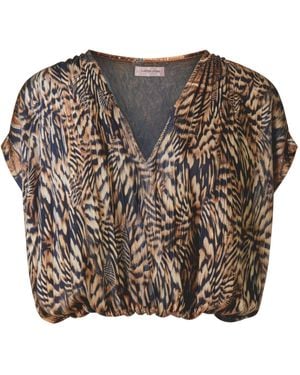 Traffic People A Little Breeze Animal Print Whispers Cropped Top - Multicolor