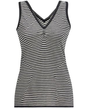 Peraluna Stripy V-Neck Knit Tank Top - Black