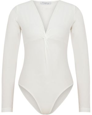 Maan Istanbul V-Neck Knot Detail Bodysuit - White
