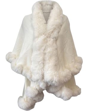 Saachi Layered Kimono Faux Fur Cape - Grey