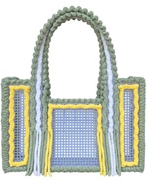 Growny Matcha Lemonade Crochet Mesh Tote - Blue