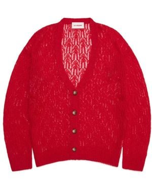La Granni Arañita V Neck Cardigan - Red