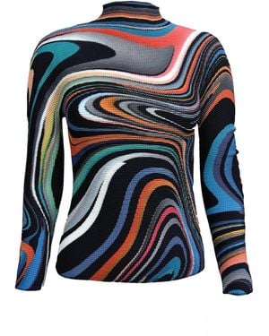 Wild Cosmos Emily Oil Paint Honeycomb Texture Top - Blue