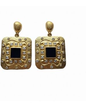 Silver & Elegant Co. The Regal Onyx Square Earrings - Metallic