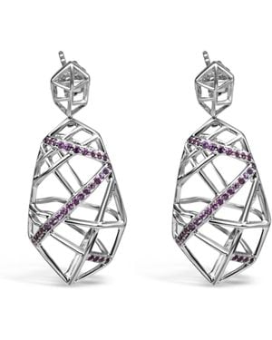 Bellus Domina Plated Crossover Amethyst Earrings - Metallic